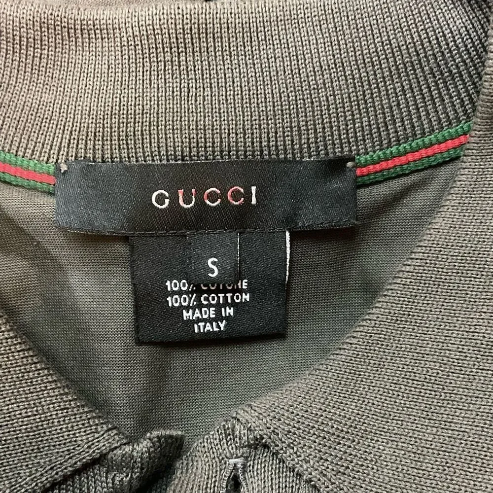 GUCCI Gray Short Sleeve Collared Cotton Polo Shirt S
